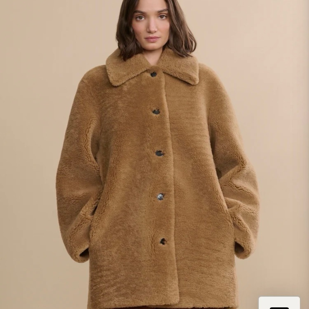 Jenni Kayne Shearling Aurora Coat, Camel, S *NWT* - Picture 2 of 6